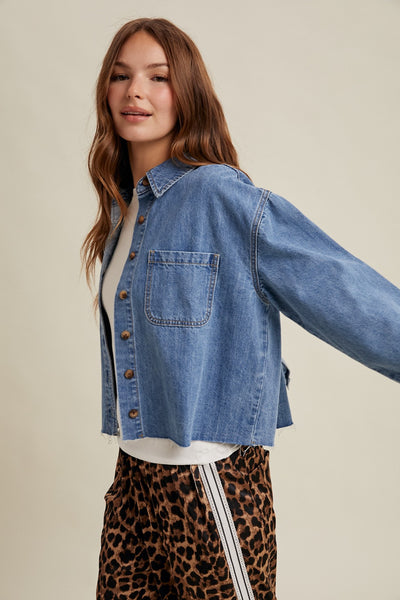 Elody Raw Hem Demin Shirt