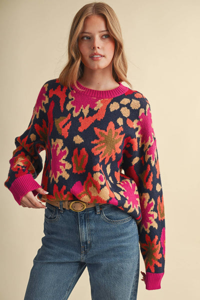 Ellie Abstract Floral Sweater