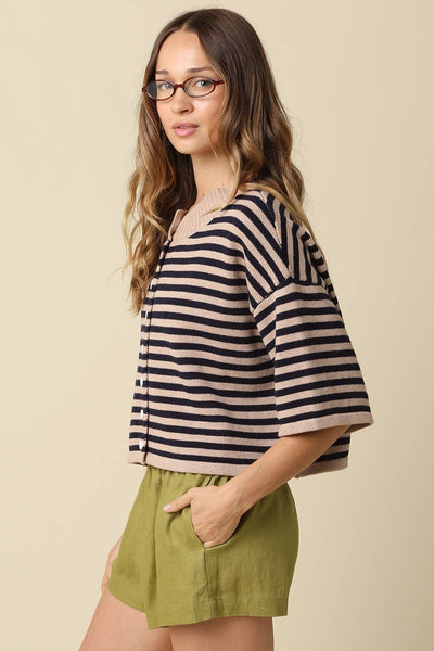 Natalia Stripe Loose Knit Top