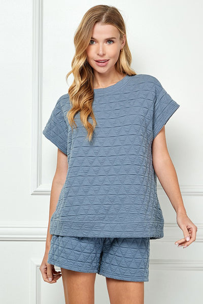 Lia Quilted Short Sleeve Top