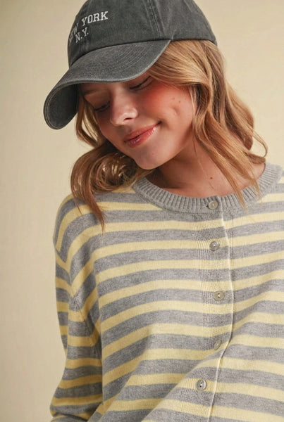 Elara Striped Sweater Cardigan