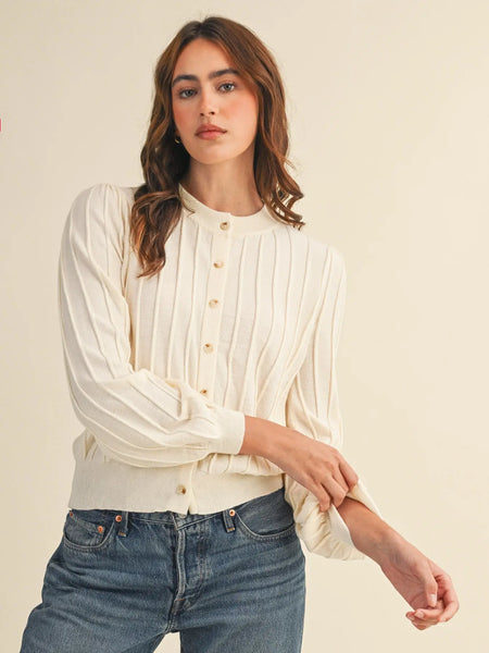 Becks Cream Ribbed Cardigan