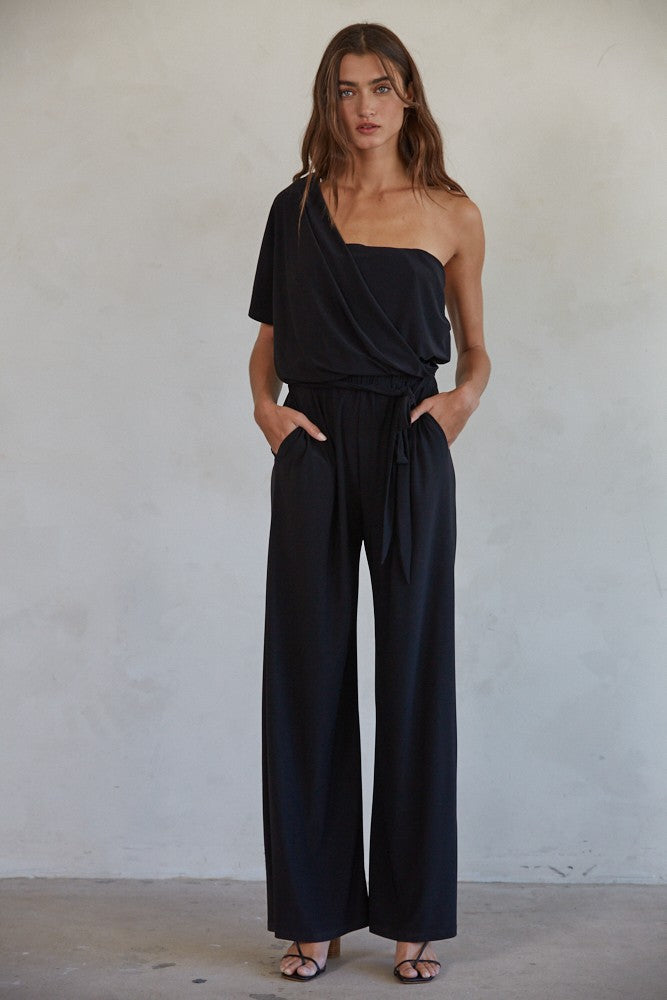 Keely Drape Shoulder Jumpsuit