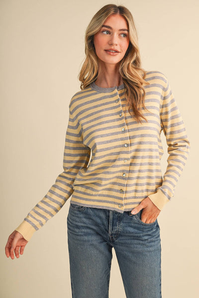 Elara Striped Sweater Cardigan