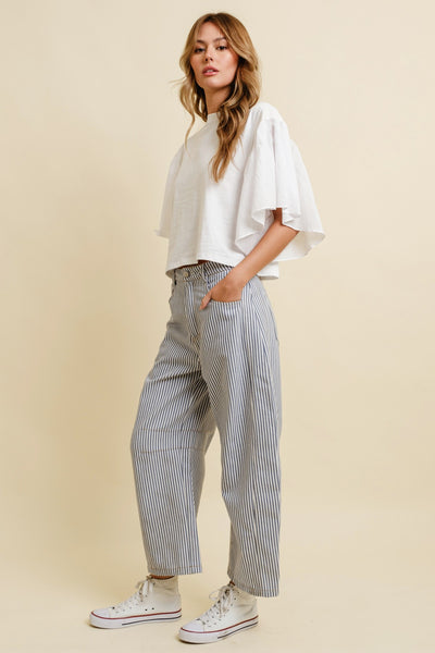 Judie Striped Barrel Pants
