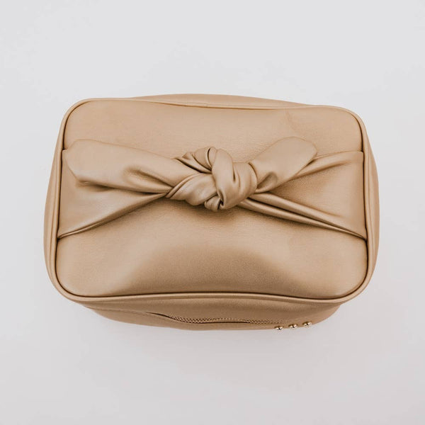 Madelyn Gold Bow Makeup Bag
