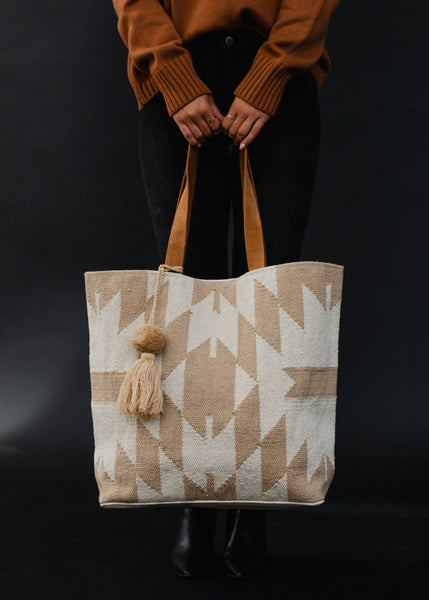 Tan & Cream Aztec Tote