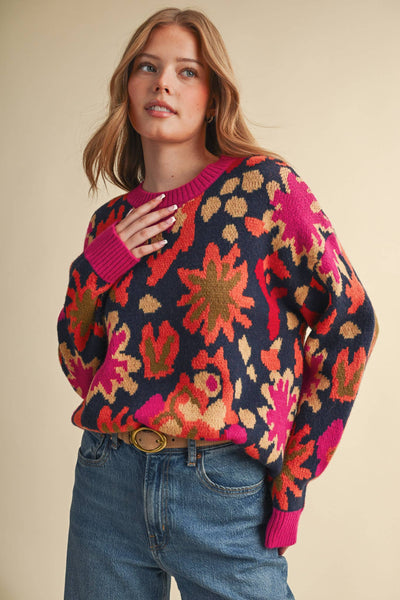 Ellie Abstract Floral Sweater