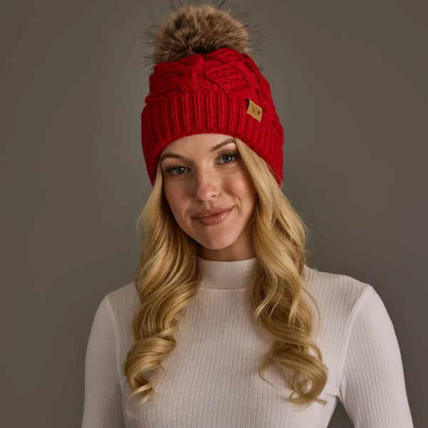 Wesley Red Pom Hat