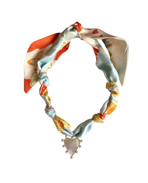 Tahiti Scarf Necklace with Heart or Bee Pendant