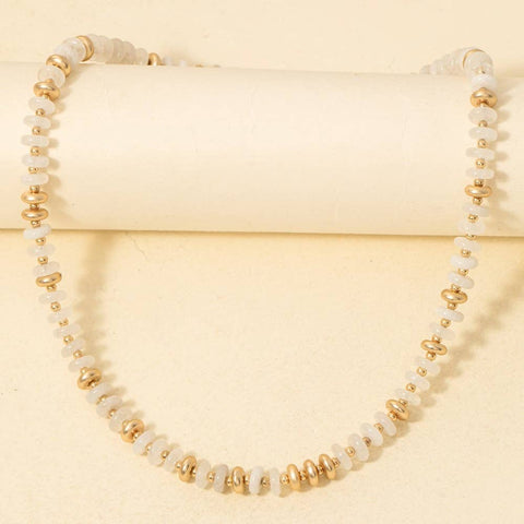 White Stone Beaded Necklace