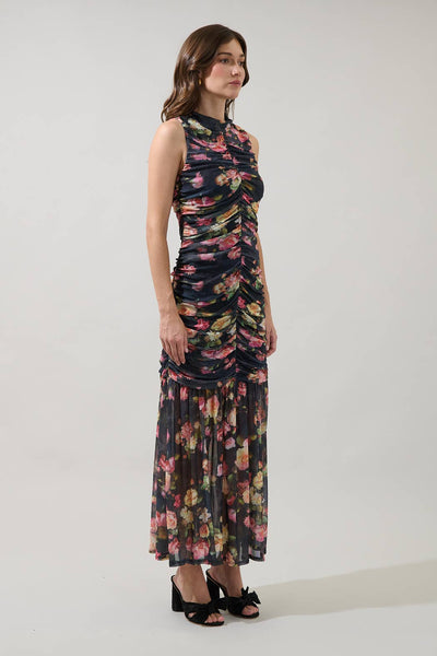 Helen Ruched Mesh Dress