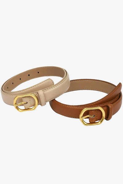 Gold Round Buckle Belt (Black or Khaki)
