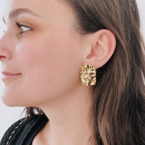 Radient Gold Crinkle Earrings