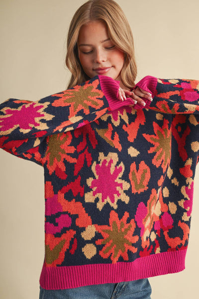 Ellie Abstract Floral Sweater
