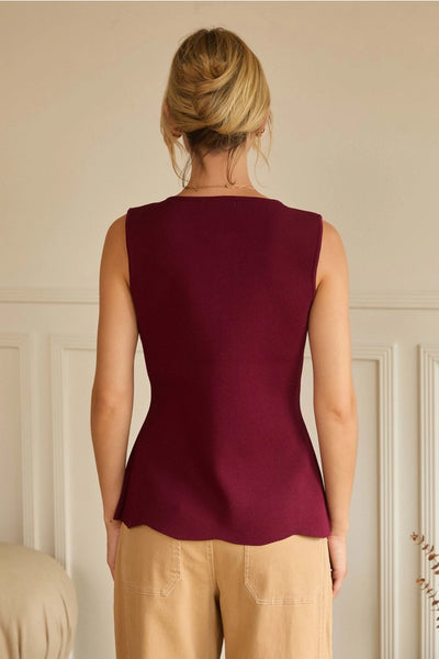 Ivy Peplum Top (Burgundy or Forest Green)