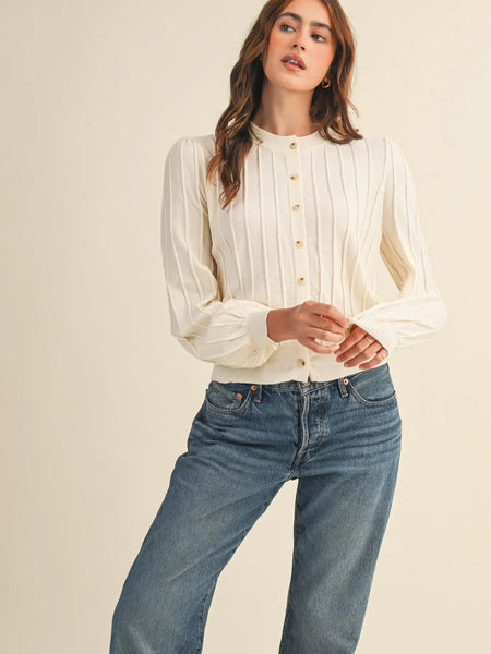 Becks Cream Ribbed Cardigan