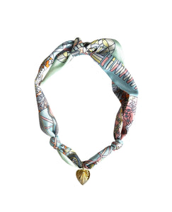 Seaglass Scarf Necklace with Heart Pendant