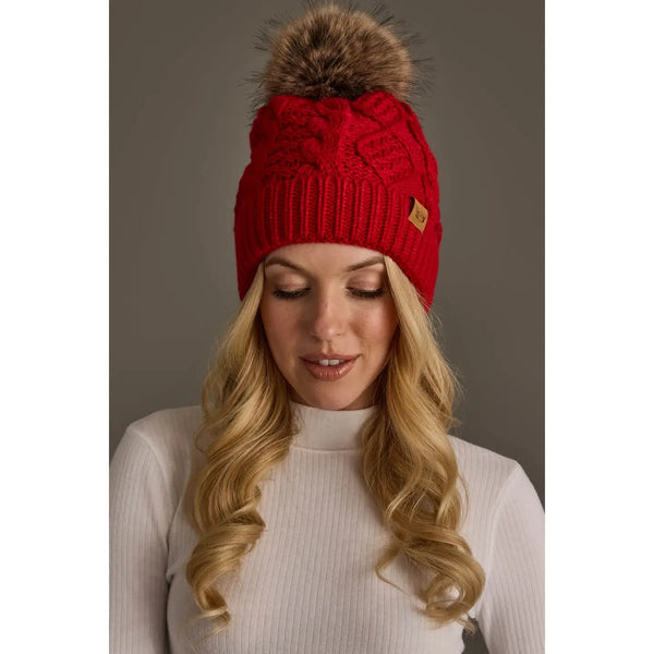 Wesley Red Pom Hat