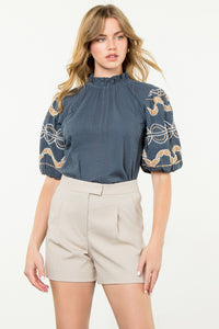 Mazie Hand Embroidered Top