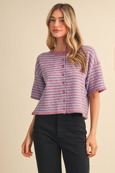 Daisey Striped Lavender Top