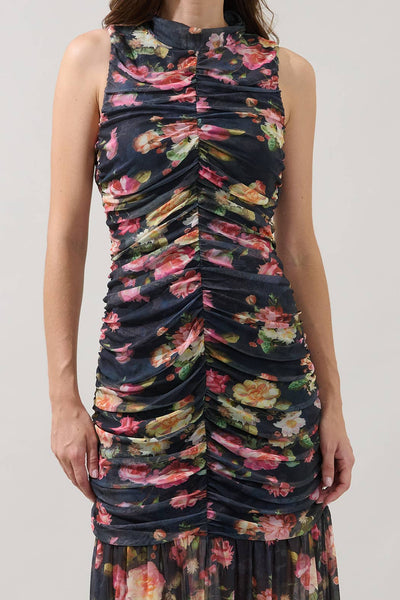 Helen Ruched Mesh Dress