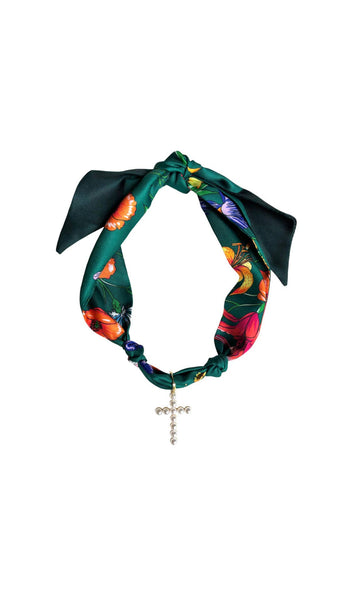Charlotte Scarf Necklace with Shell, Sun or Heart Pendant