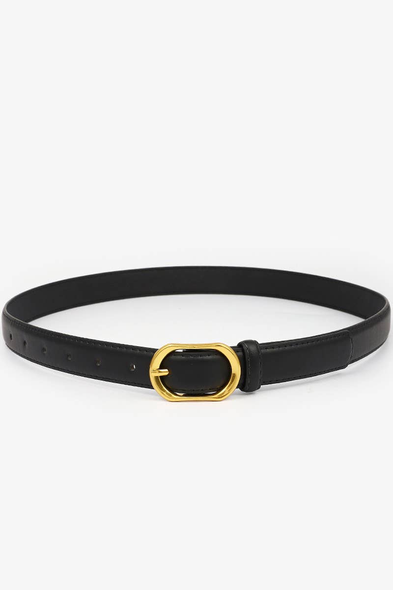 Gold Round Buckle Belt (Black or Khaki)