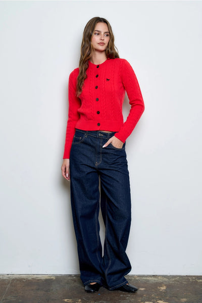 Mary Red Button Sweater