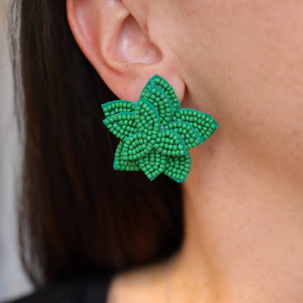 Emerald Flower Stud Earrings