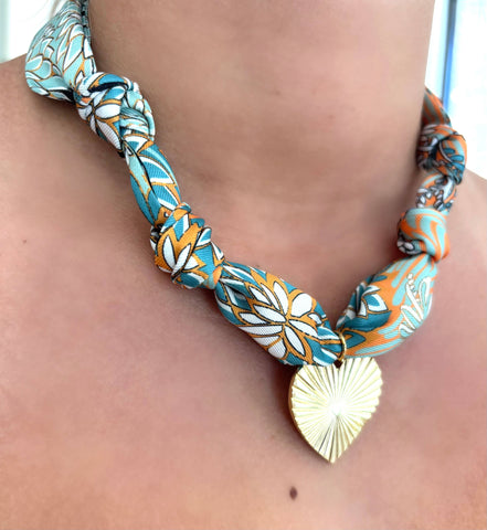 Calypso Scarf Necklace with Heart Pendant