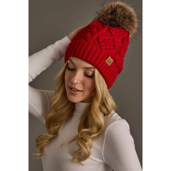 Wesley Red Pom Hat