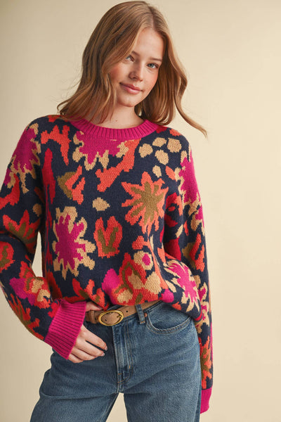 Ellie Abstract Floral Sweater