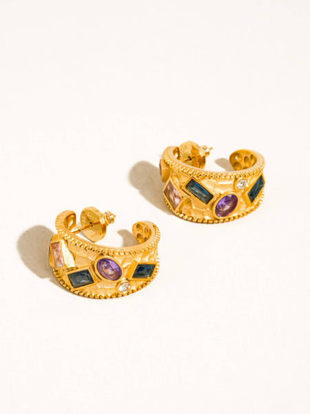 Delmare Vintage Gemstone Hoop Earrings