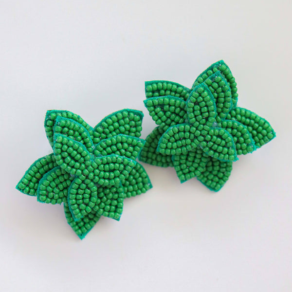 Emerald Flower Stud Earrings