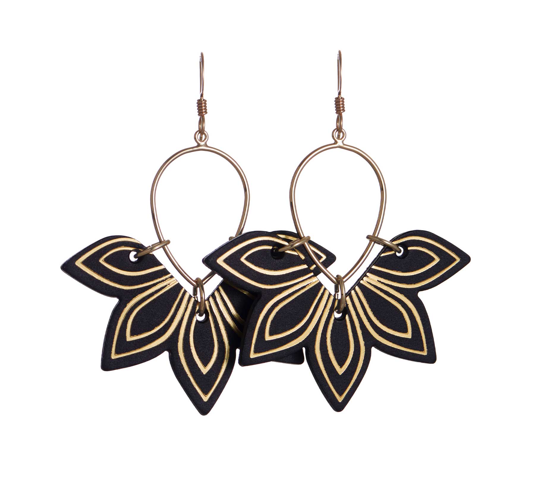 Black Floras Dangle Earrings