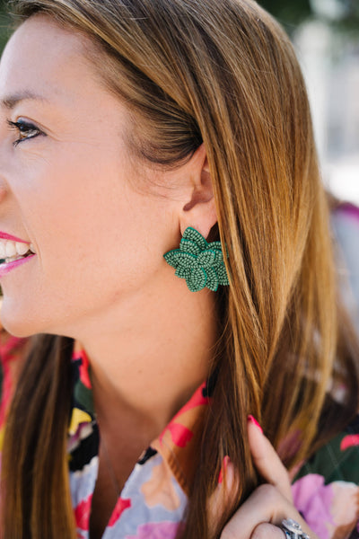 Emerald Flower Stud Earrings