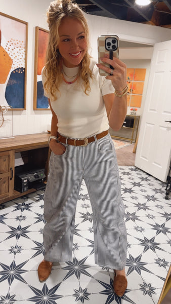 Judie Striped Barrel Pants