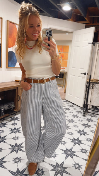 Judie Striped Barrel Pants