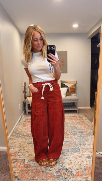 Tansy Washed Corduroy Barrel Pants
