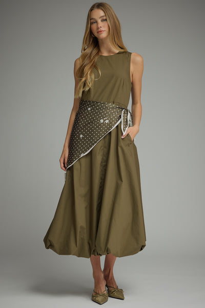 Edith Olive Scarf Dress
