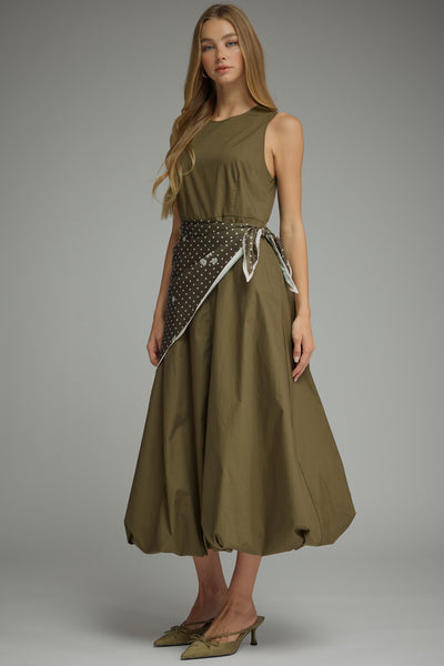 Edith Olive Scarf Dress