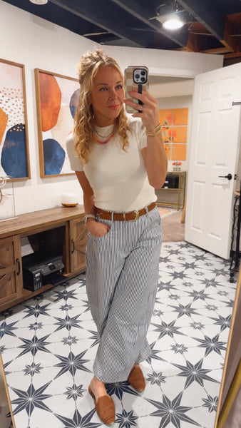 Judie Striped Barrel Pants