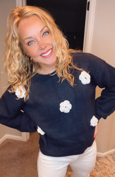 Grace Flower Knit Sweater
