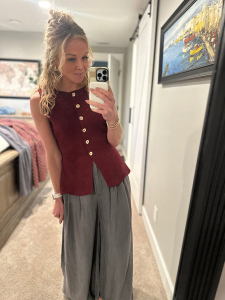 Ivy Peplum Top (Burgundy or Forest Green)