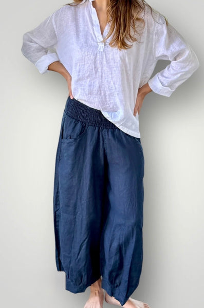 Coco Navy Linen Pant