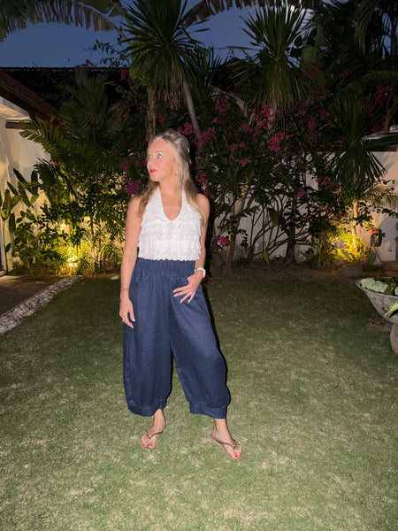 Coco Navy Linen Pant