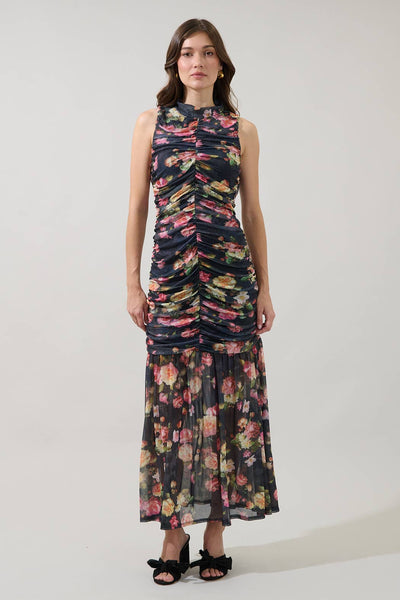 Helen Ruched Mesh Dress