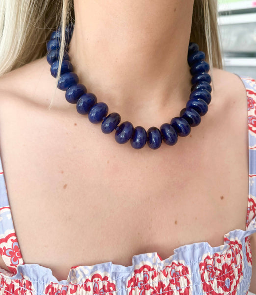 Bailey Chunky Beaded Necklace (Red, Green or Navy)