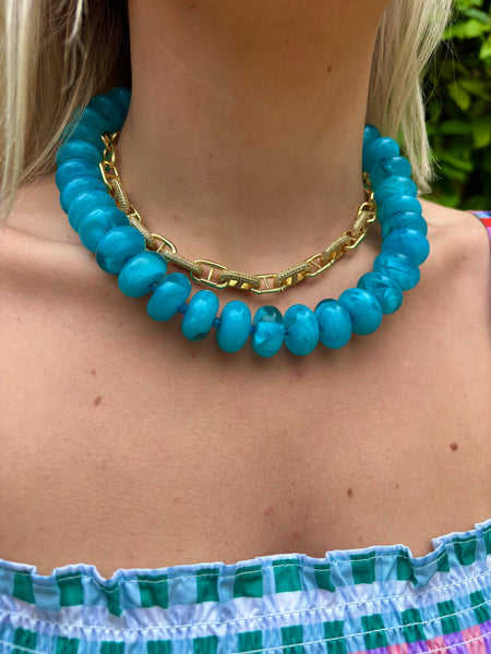 Bailey Chunky Beaded Necklace (Red, Green or Navy)